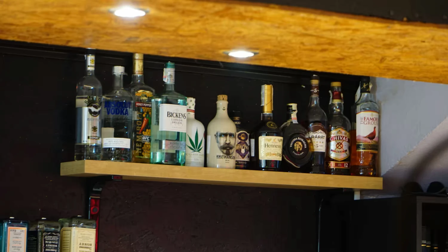 beverages on a shelf